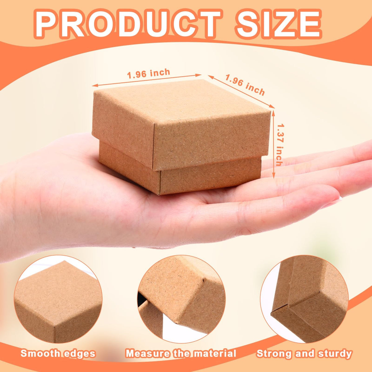 120 Pack Small Ring Boxes - 2x2x1.2 Inches Brown Jewelry Storage Organizer