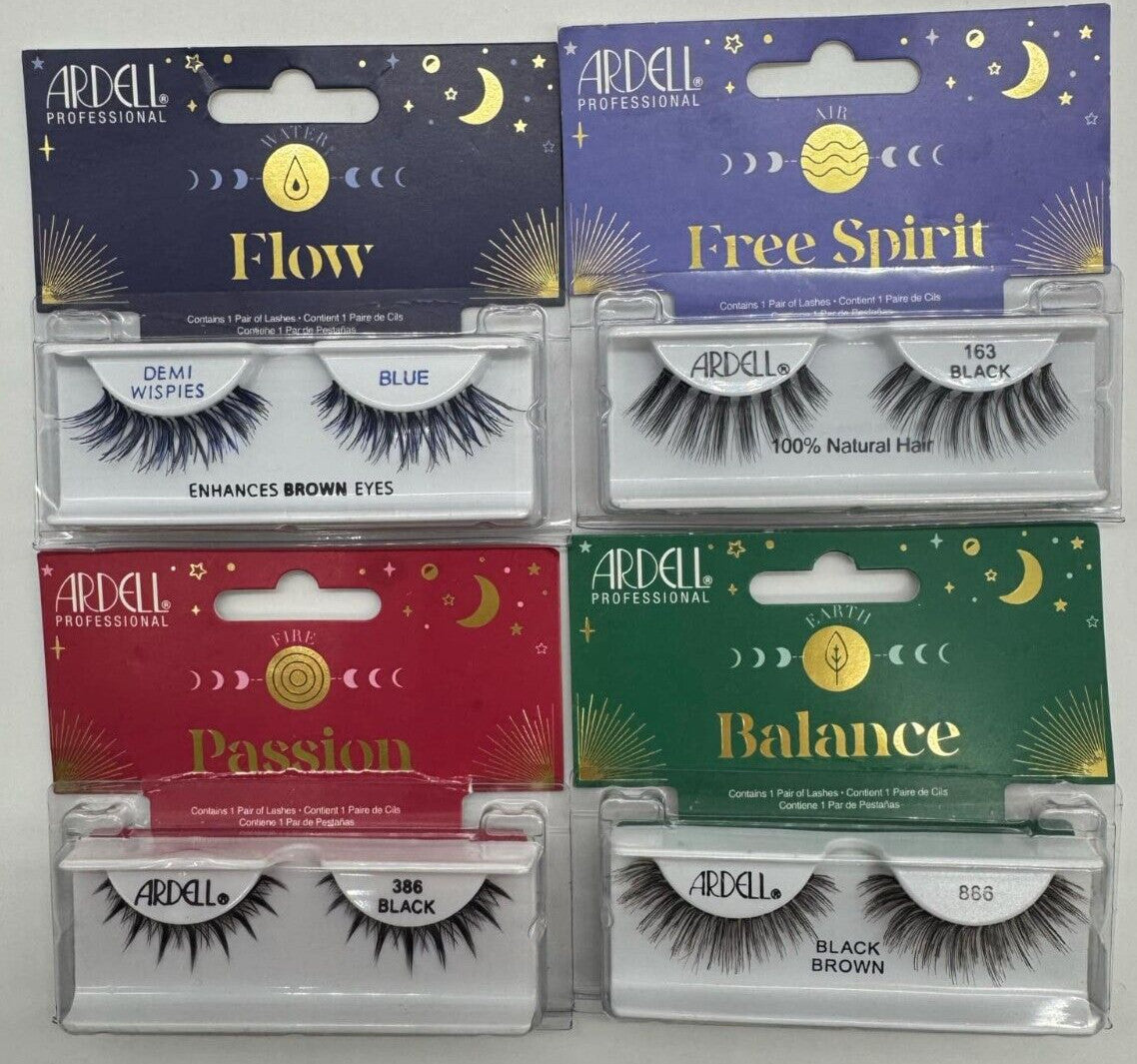 False Eyelash Set with 4 Pairs in Assorted Styles - Natural & Dramatic Looks
