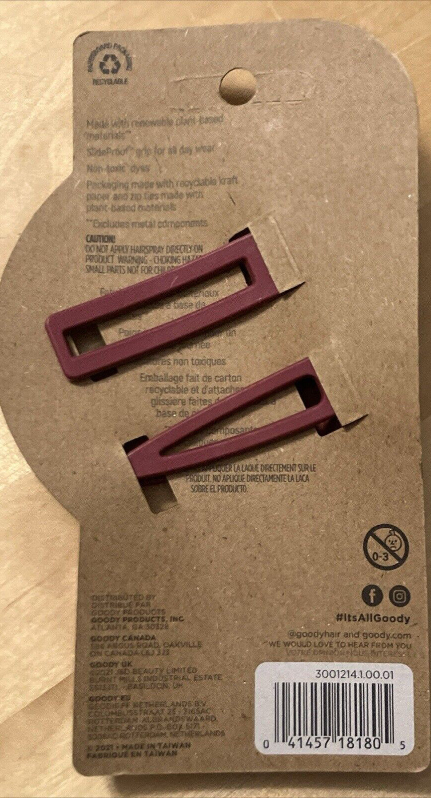 Goody Planet Hinge Clips Renewable Plant Based Wood Pink Lot Of 5