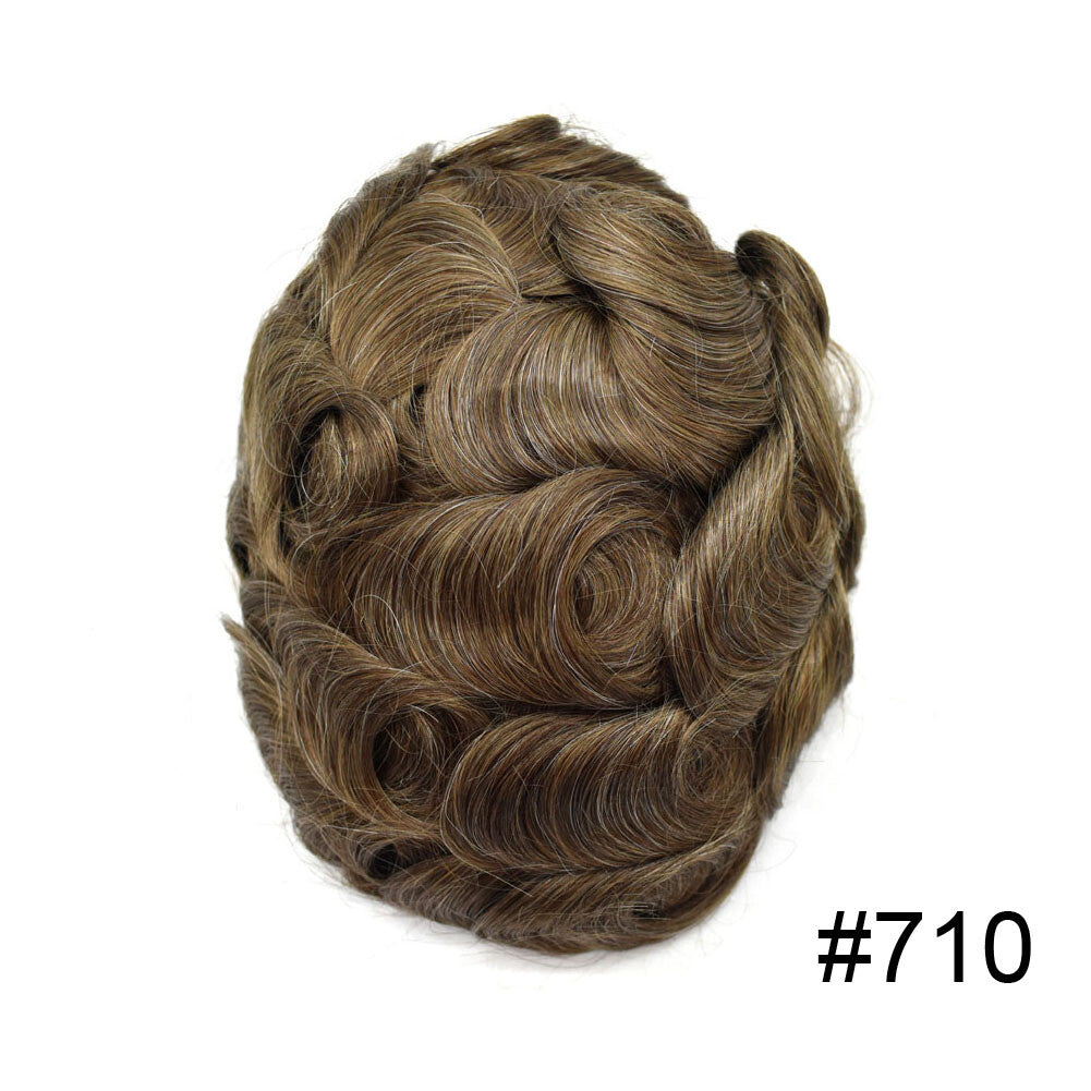 French Lace Front Mens Hair Toupee with Poly PU Base - Natural Hair Replacement System