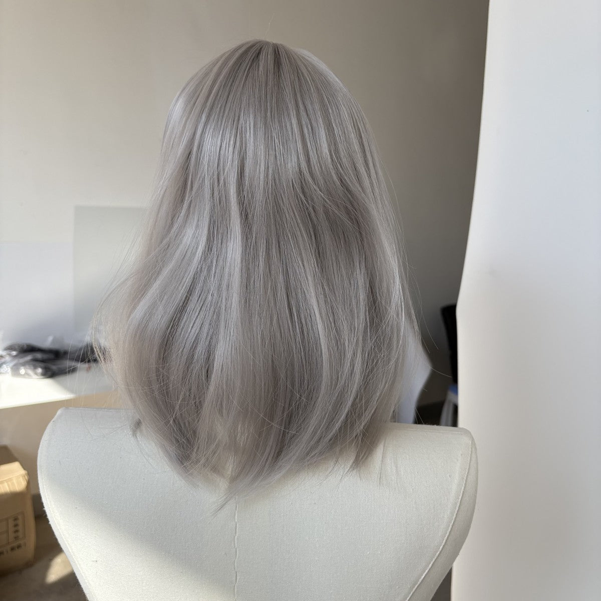 Grey Cosplay Wig with Bangs - Straight Heat-Resistant Synthetic Hair for Women