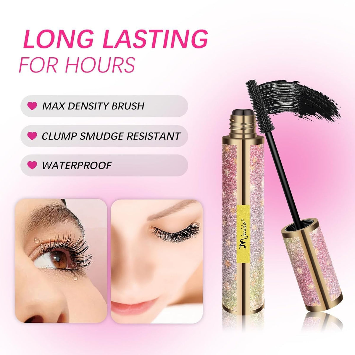 Pure Silk Fiber Lash Mascara - Waterproof Volume & Length in Ultra Black