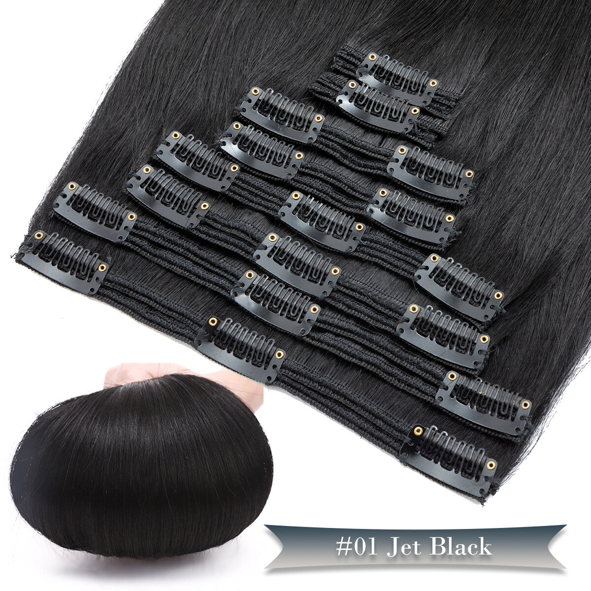 Double Weft Clip-In Human Hair Extensions Full Head - Thick & Tangle-Free
