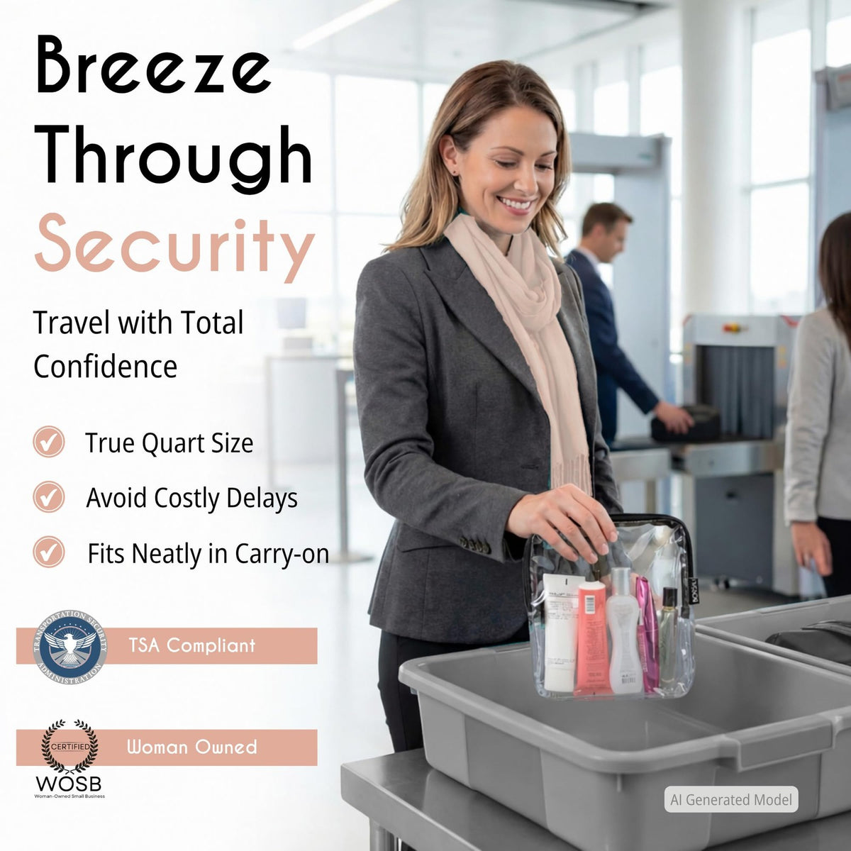 TSA Approved Clear Toiletry Bag Quart Size 4-Pack for Travel & Organization