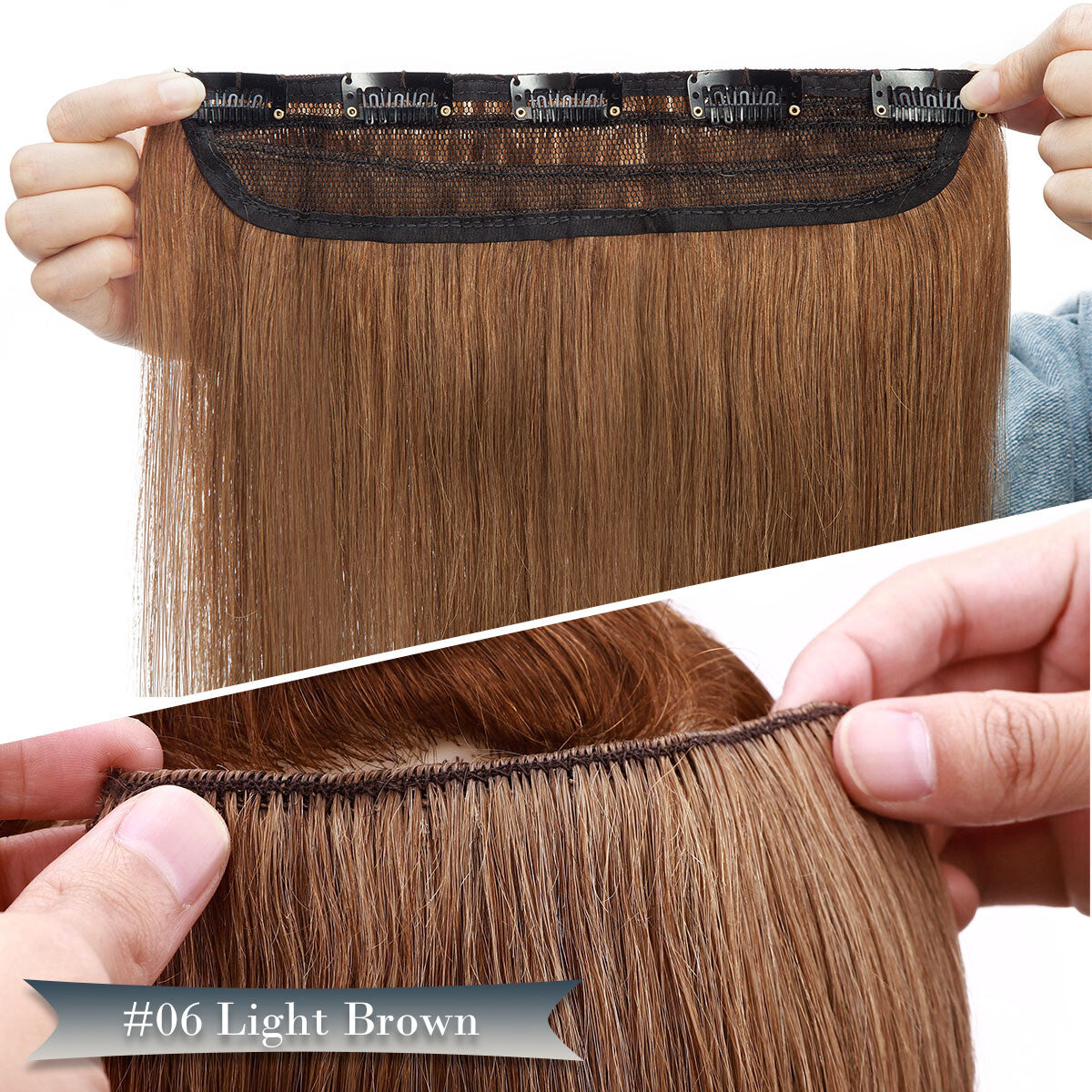 Clip-In Hair Extensions One Piece Full Head Remy Human Hair - Multiple Colors & Lengths