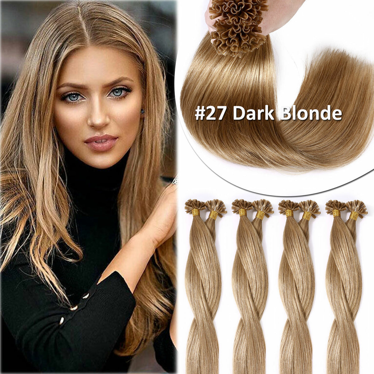 Invisible Keratin Nail U Tip Hair Extensions - Human Hair Fusion 150g