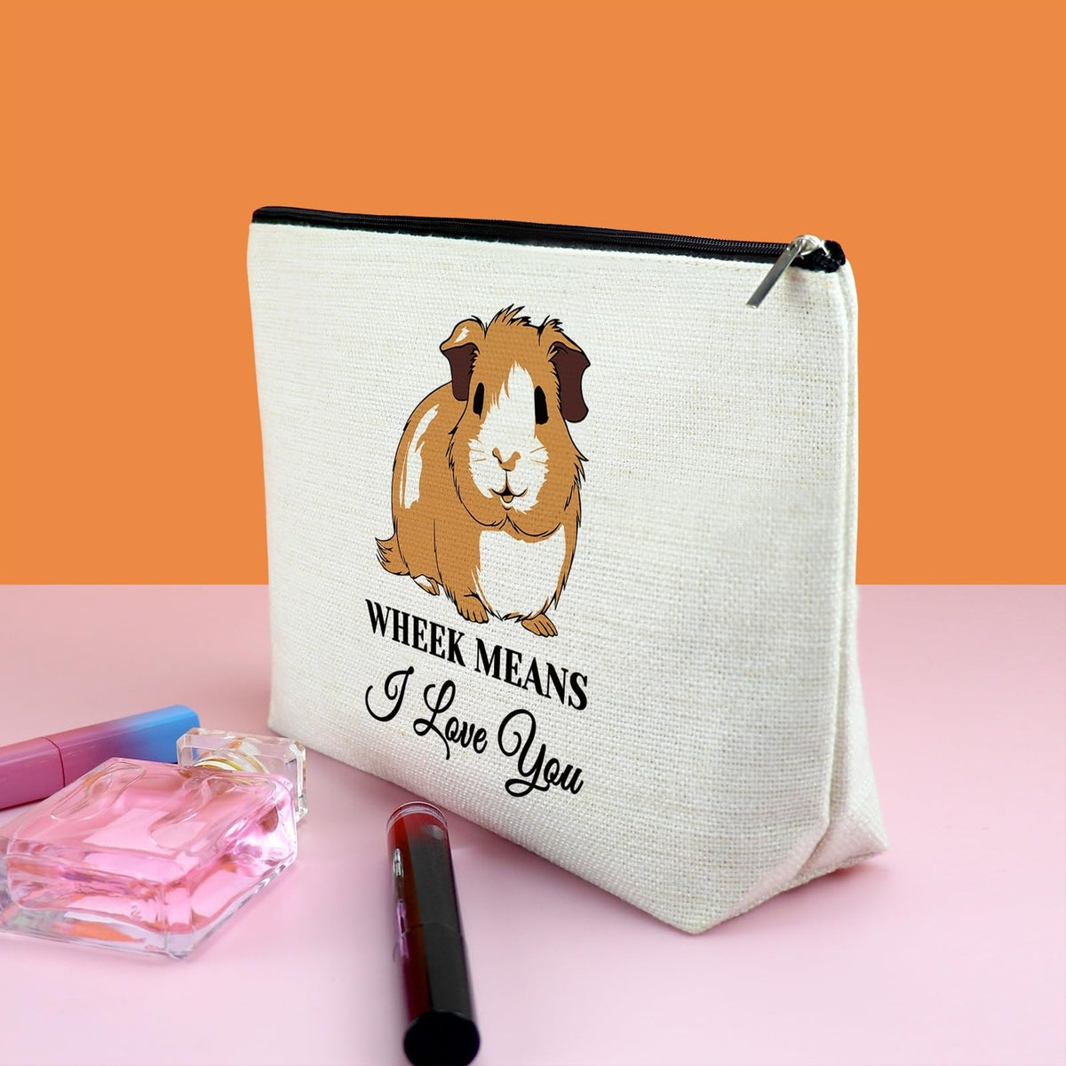 Guinea Pig Gift Makeup Bag - Animal Lover Cosmetic Travel Organizer