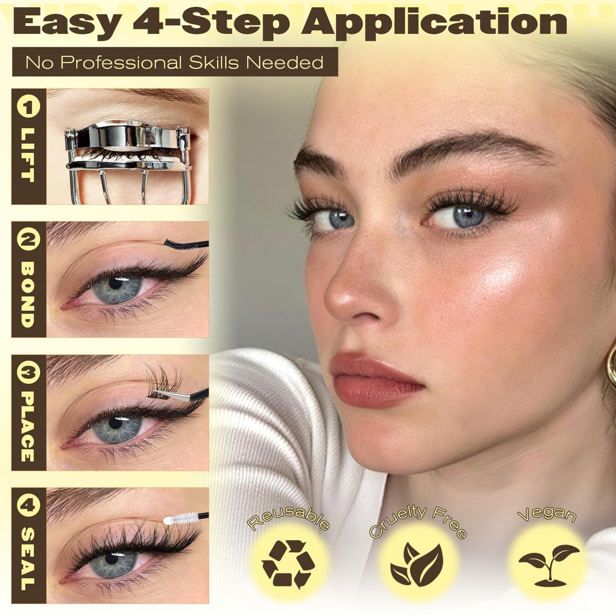 Natural Eyelash Clusters Kit 156 Count False Lashes with Glue & Tweezers