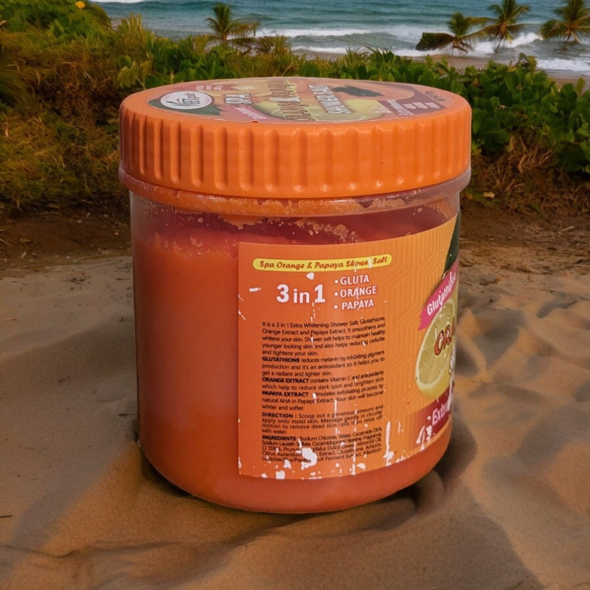 Veetgold Orange Papaya Glutathione Shower Salt Scrub