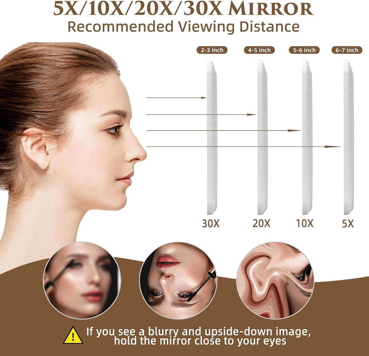 Tri-Fold Lighted Makeup Mirror with Magnification - Portable Dimmable Vanity