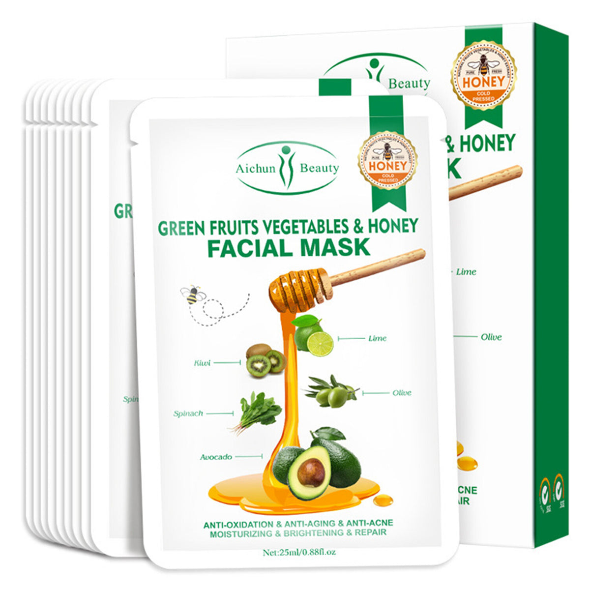 Fruits & Vegetables Honey Facial Mask 25ml x 10pcs