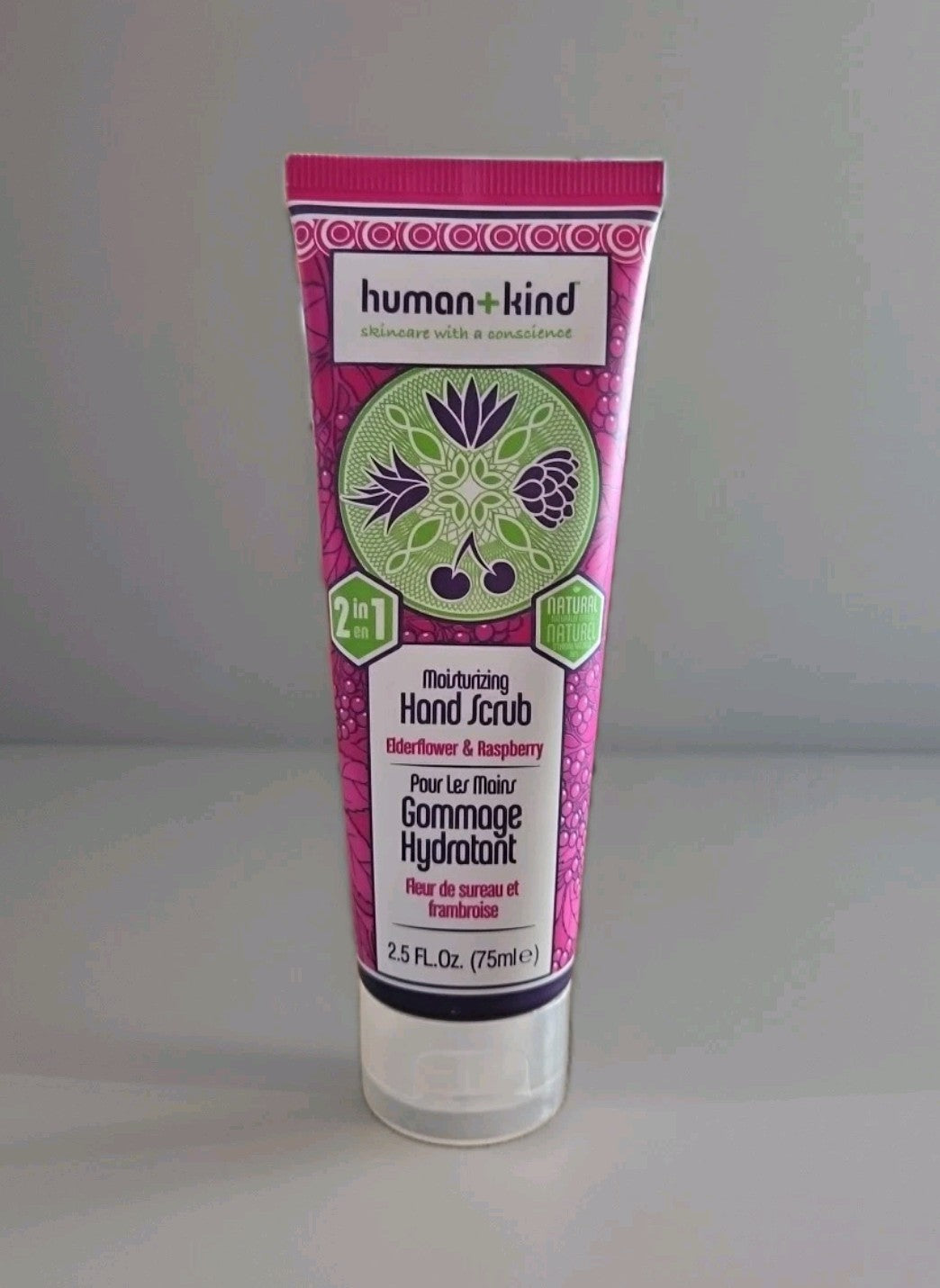 Human+Kind Moisturizing Hand Scrub Elderflower & Raspberry NEW 2.5 oz