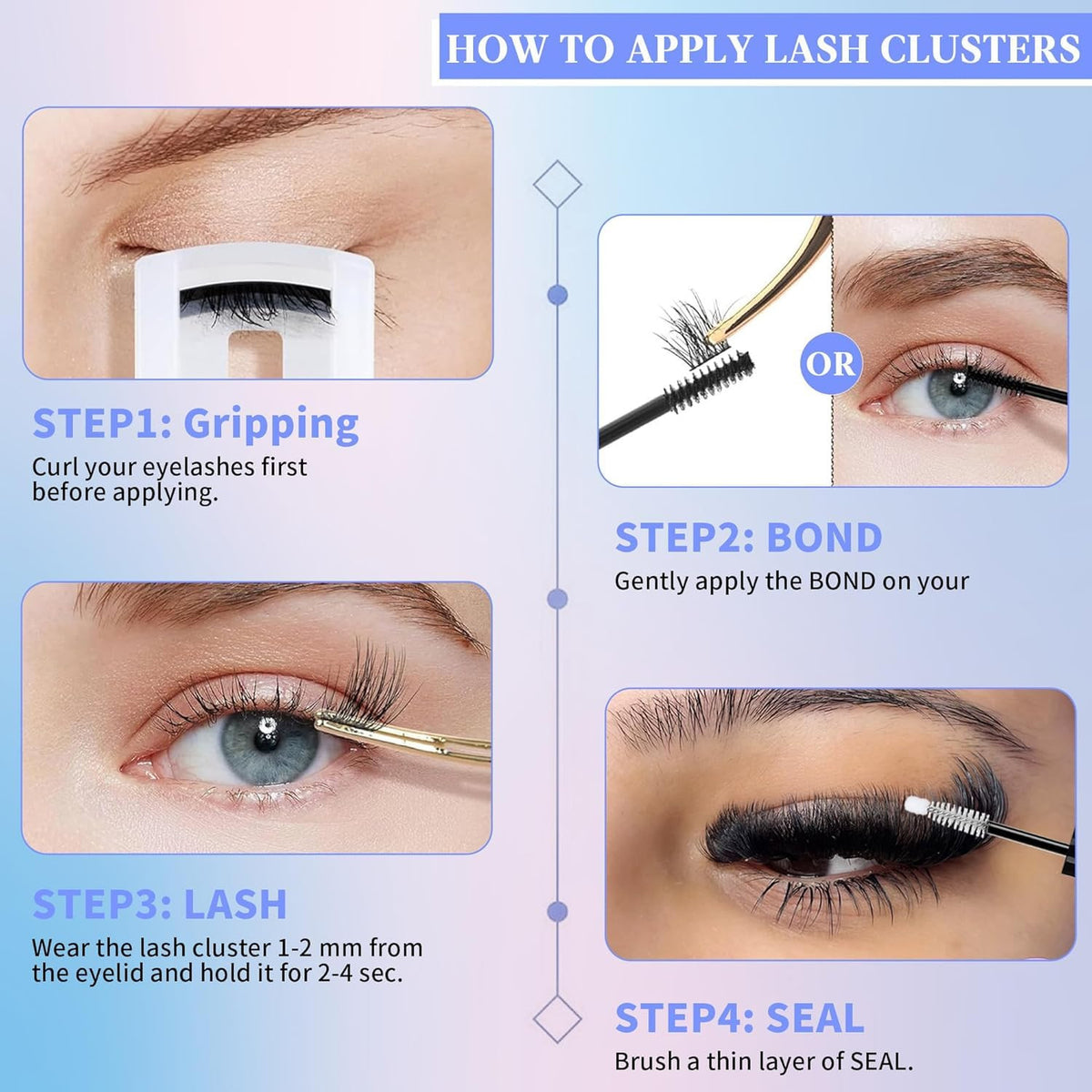 12-25mm Thick Cluster Eyelash Extensions 224Pcs Volume False Lashes