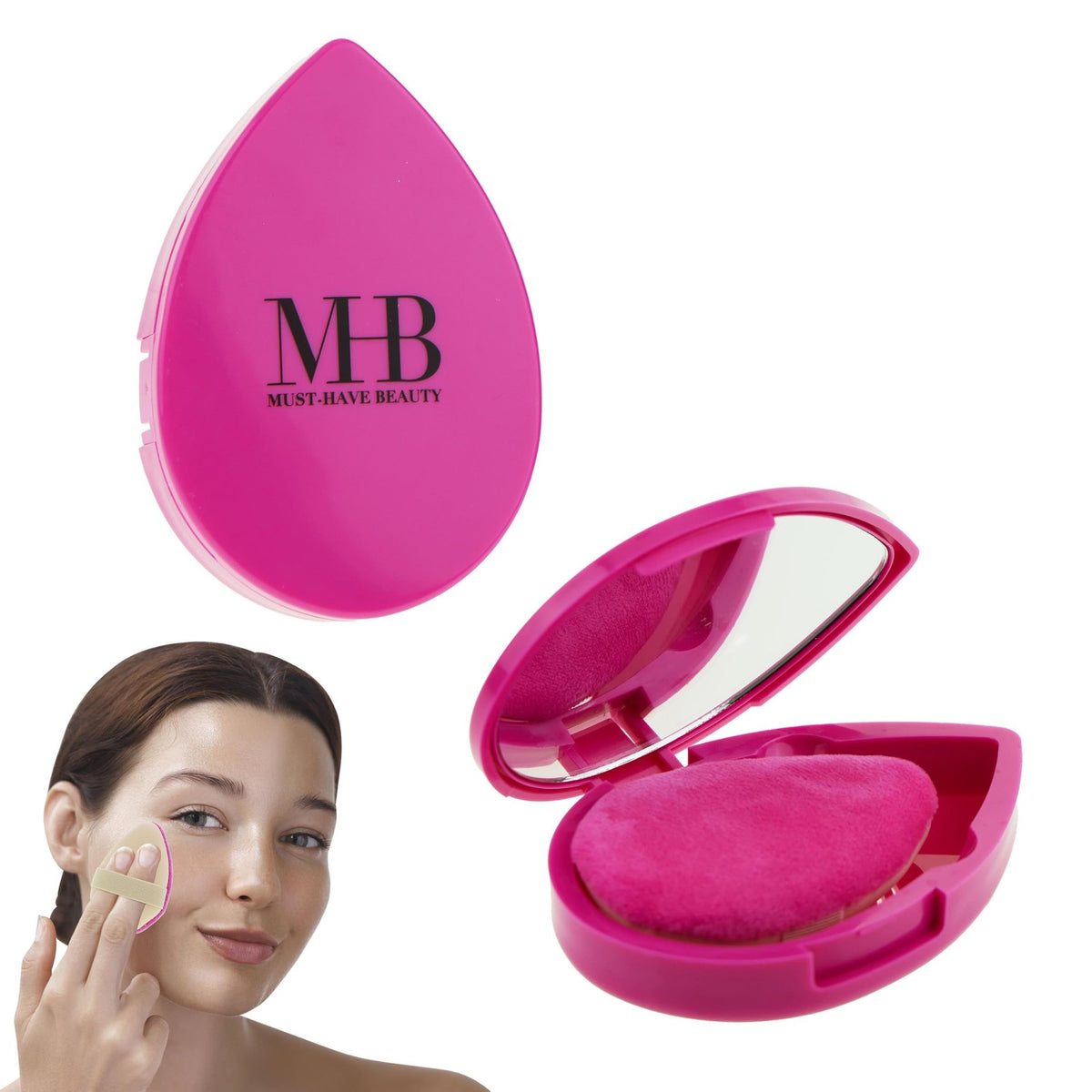 Pink Dual-Sided Makeup Sponge Set with Travel Case & Mirror