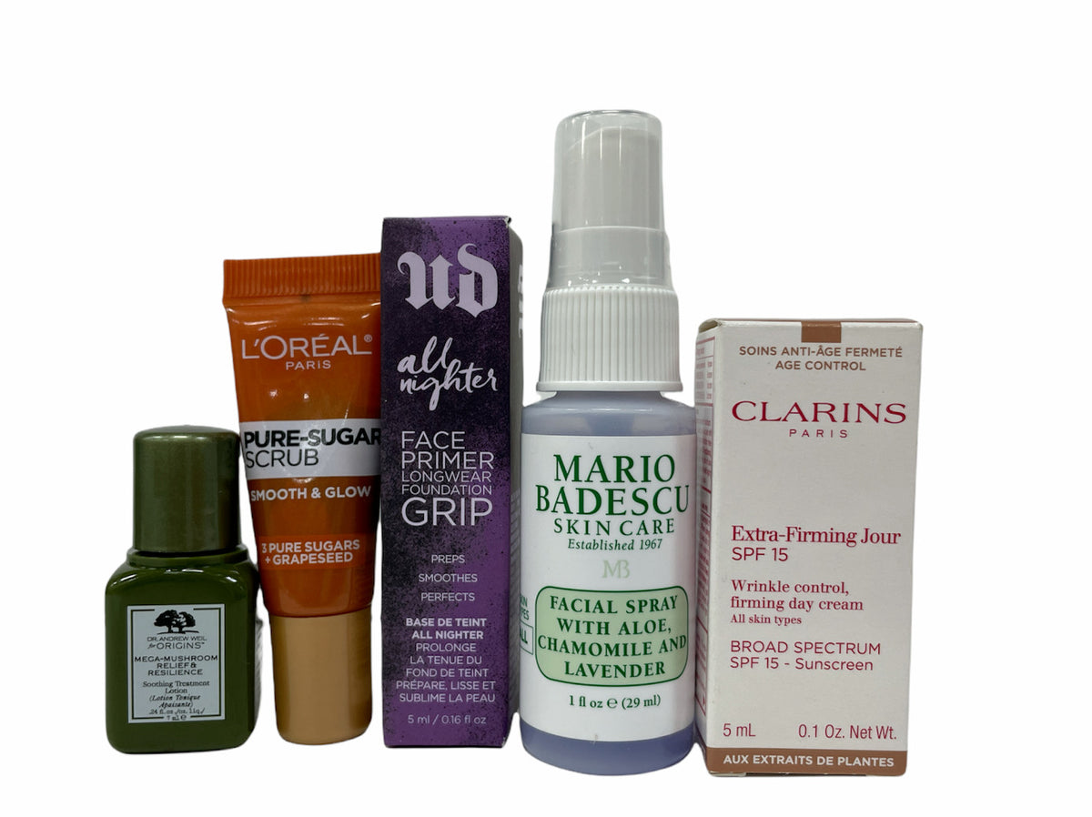 Assorted Skincare Sample Kit - L'Oreal, Clarins, Origins, 5-30mL Sets