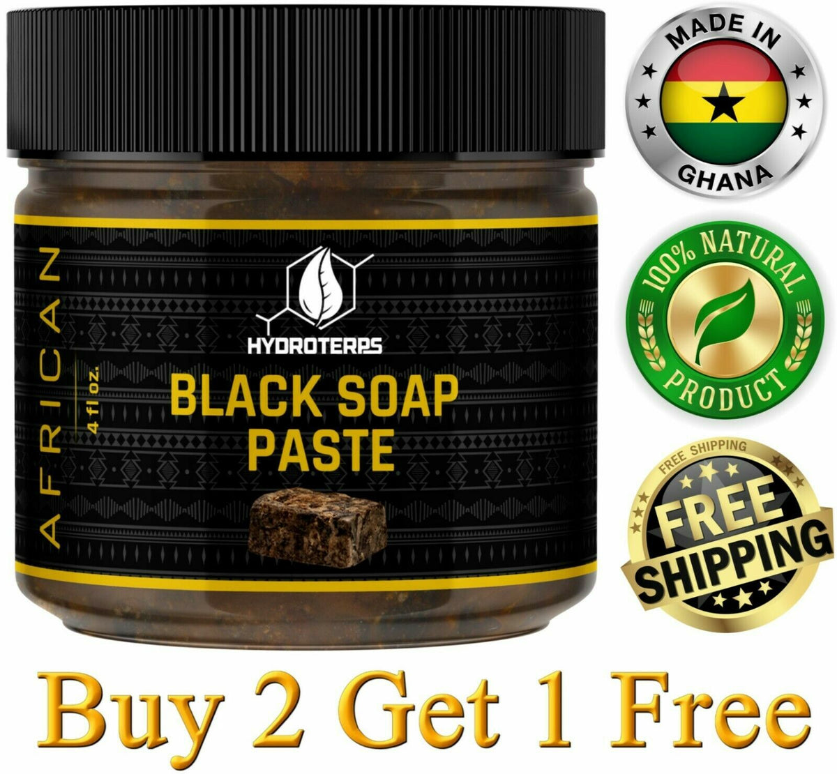 African Black Soap Paste 4 oz Natural Organic Face & Body Wash