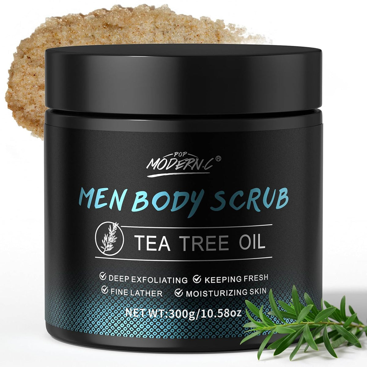 Men's Exfoliating Body Scrub with Tea Tree Oil for Back Chest Shoulders
