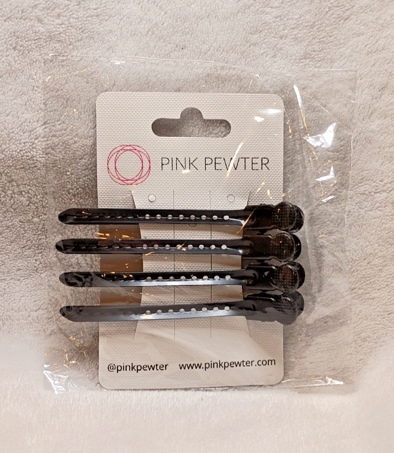 Professional Metal Hair Sectioning Clips 4 Pack - Matte Black Secure Hold