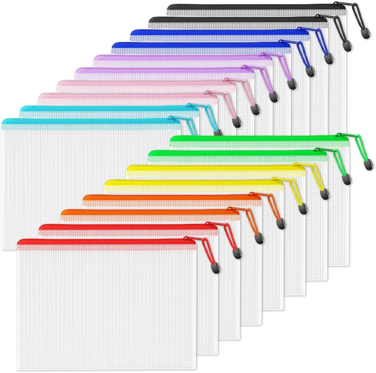 Extra Large Zipper Pouches Set of 18 for Organization and Storage