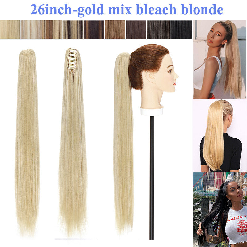 Thick Ponytail Hair Extension with Claw Clip - Wavy Curly Synthetic Hair