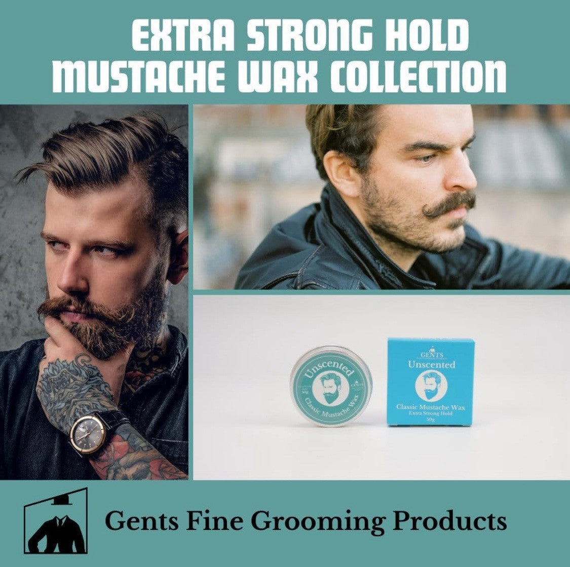Unscented Mustache Wax with Strong Hold - Travel Size 1.7oz Grooming Styling