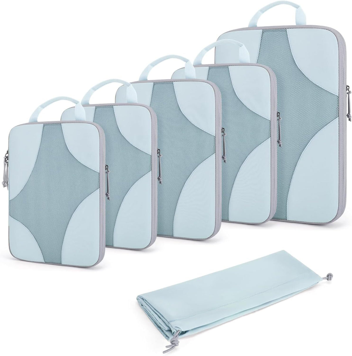 Light Blue Travel Packing Cubes 6-Piece Set for Luggage Organization