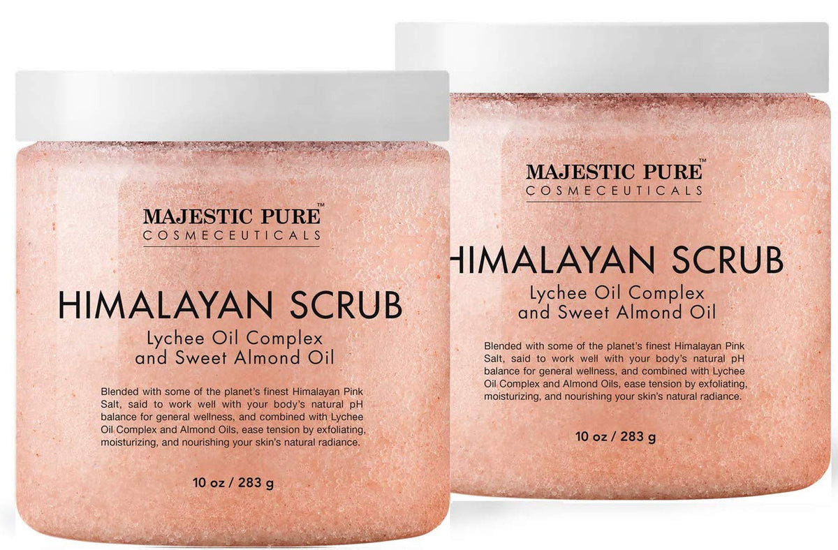 Himalayan Salt Body Scrub with Lychee Oil, 10 Oz, 2 Pack, Skin