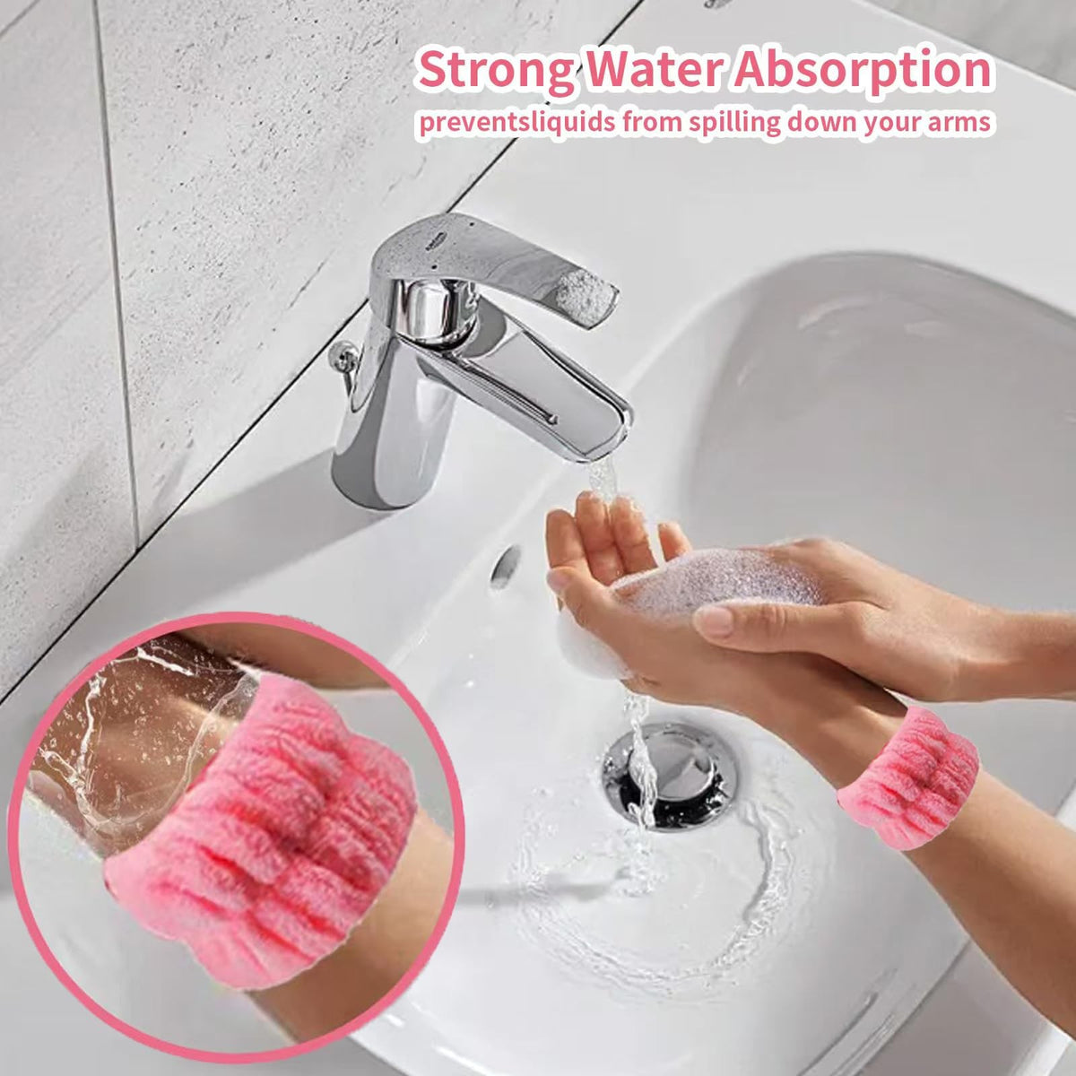 8Pcs Microfiber Face Washing Wristbands Spa Absorbent Headbands