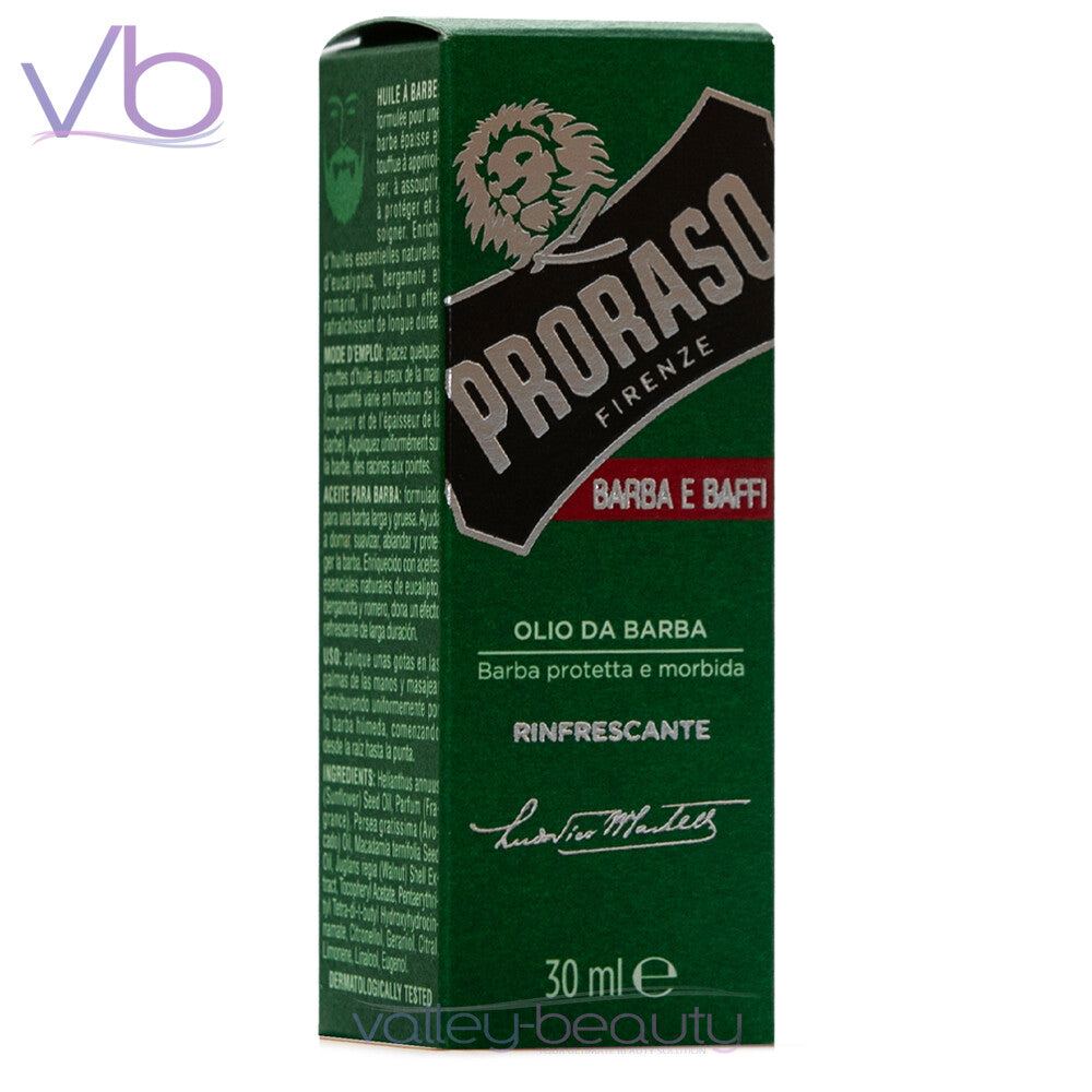 Proraso Single Blade Beard Oil - Green Refresh Nourishing Oil for Facial Hair