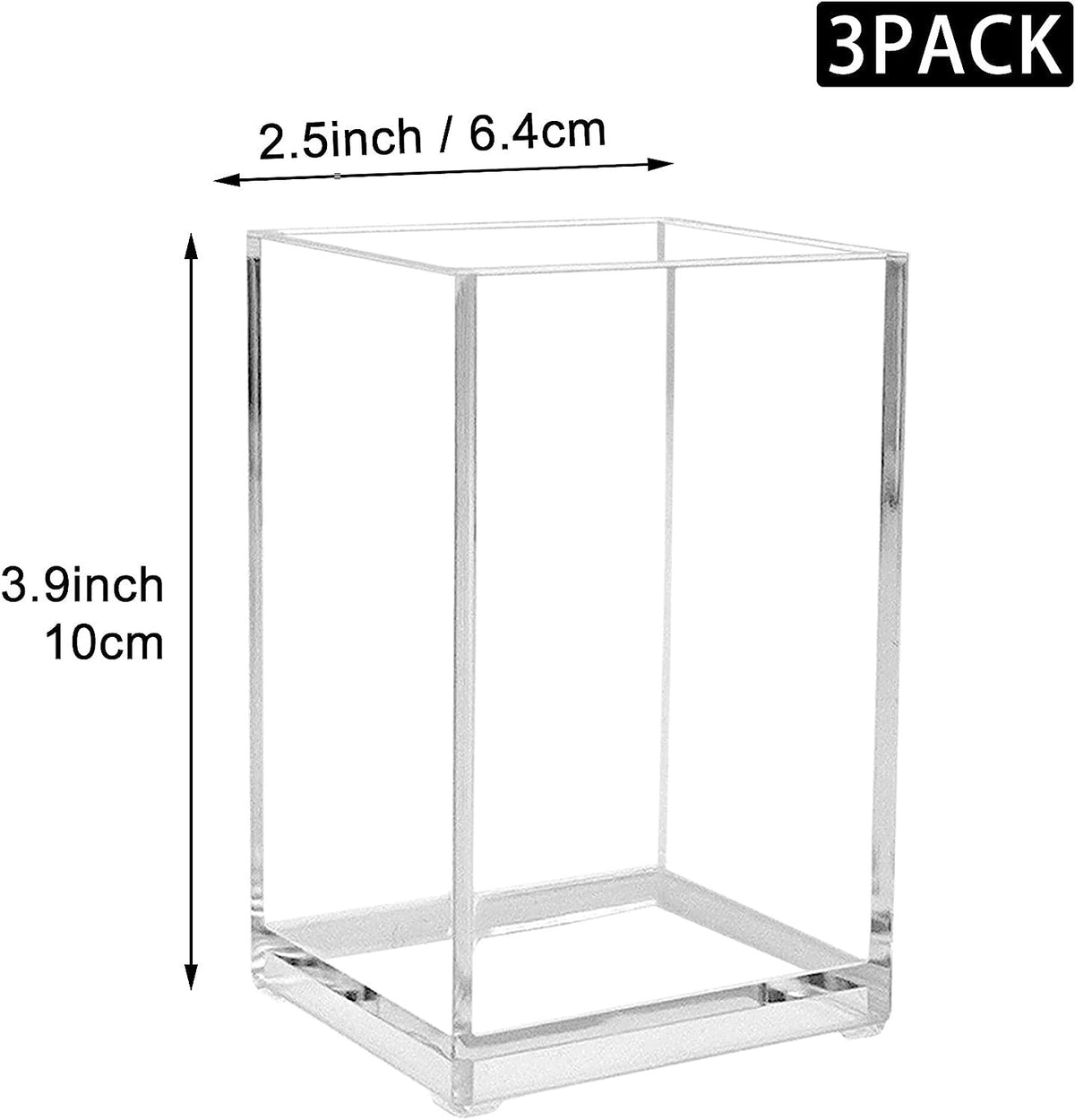 3 Pack Clear Acrylic Makeup Brush Holder Cosmetic Organizer Desktop Storage