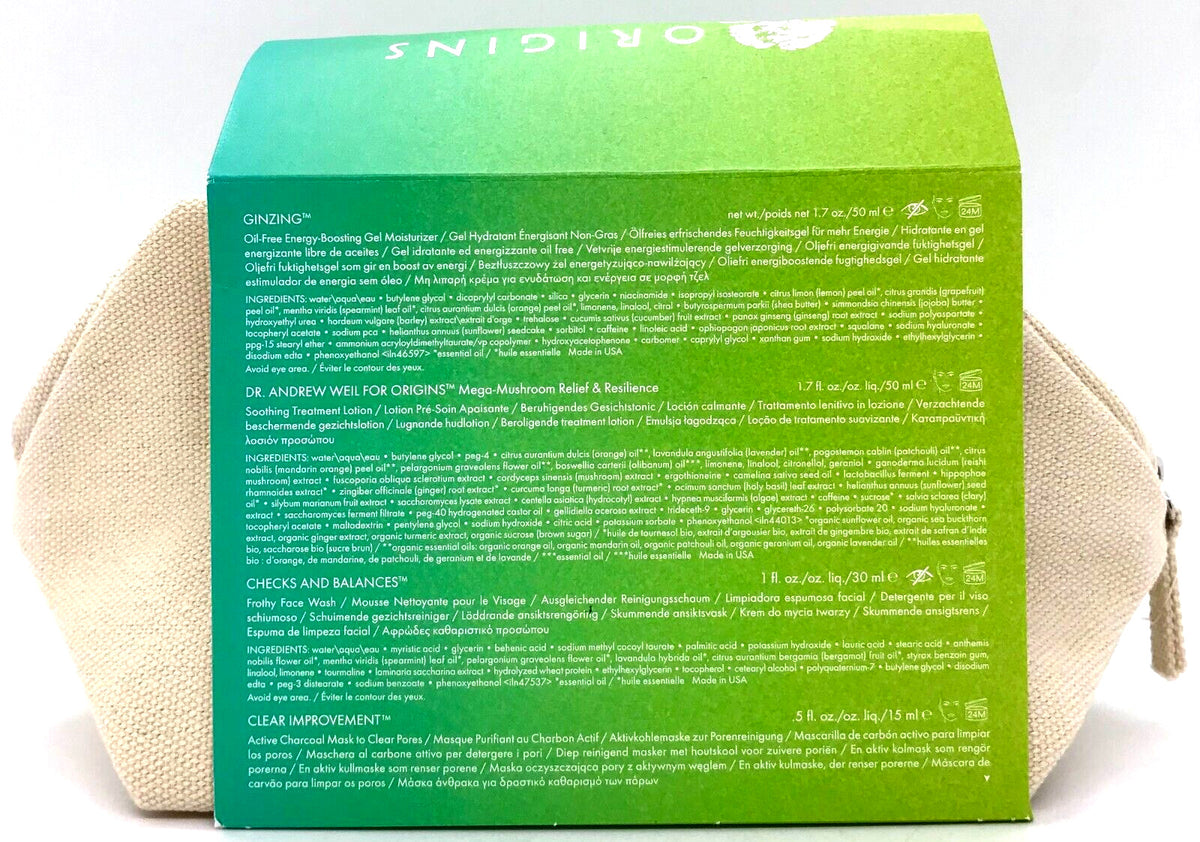 Origins 4-Piece Skincare Set - Energy-Boosting Gel, Lotion, Face Wash & Mask