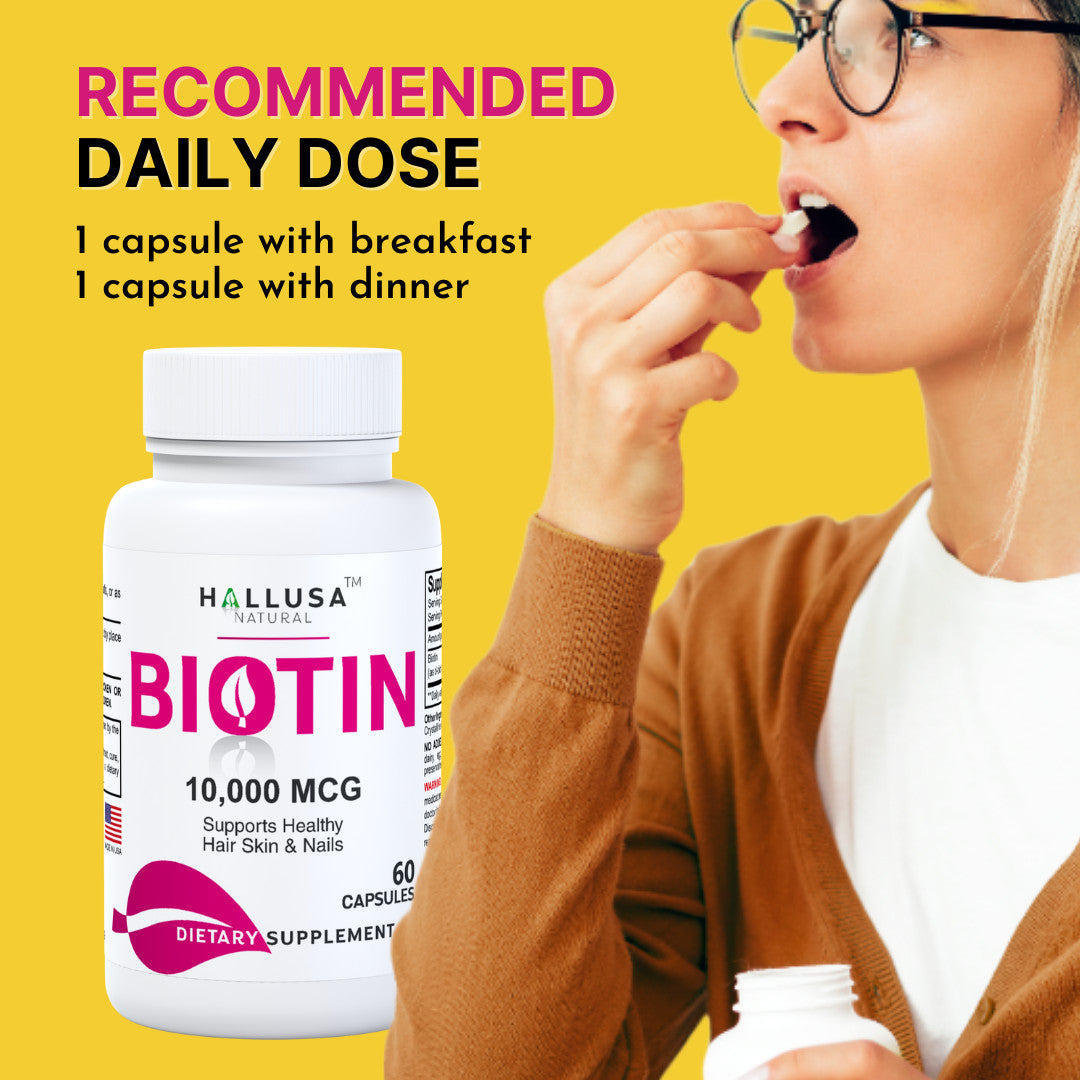 Biotin 10,000 mcg Capsules – Hair Growth & Nail Support, 60 Count