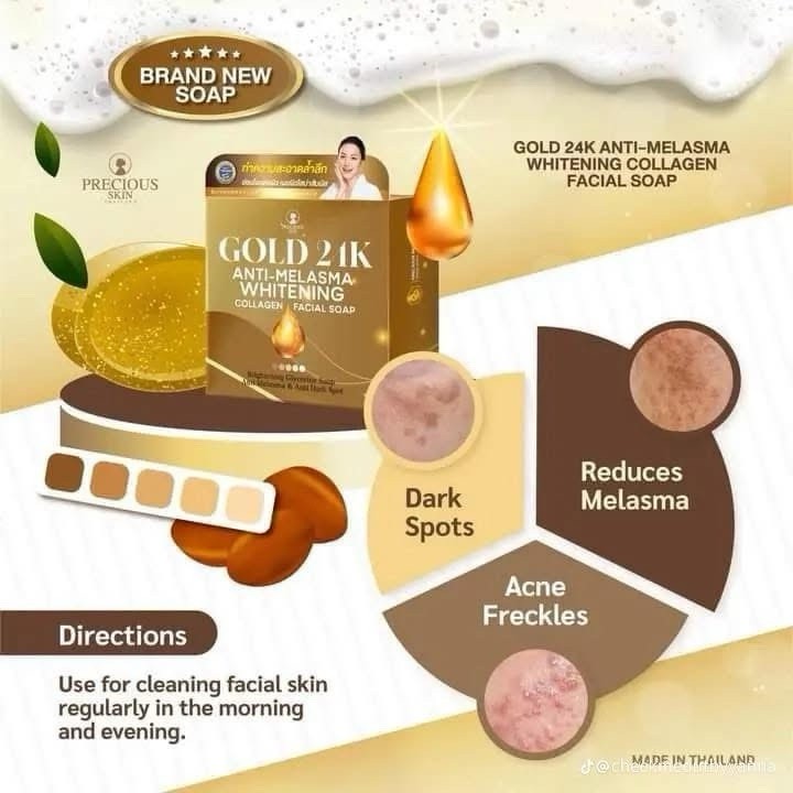 Gold 24K Whitening Anti-Melasma Facial Cream & Soap Set - Brightening Skincare for Uneven Skin Tone
