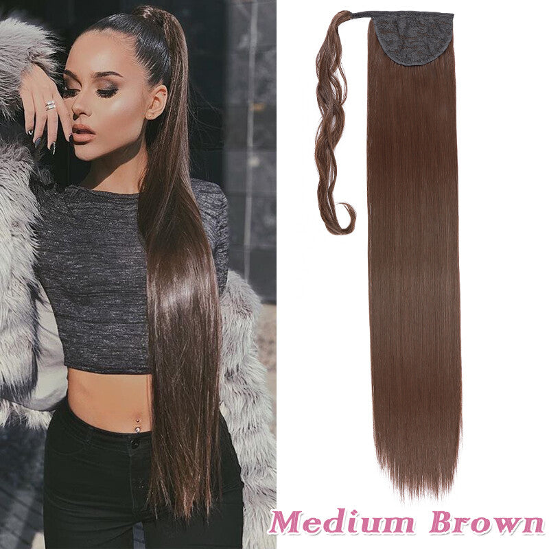 Clip-In Thick Hair Ponytail Extension - Real Human Hair, Various Lengths & Colors