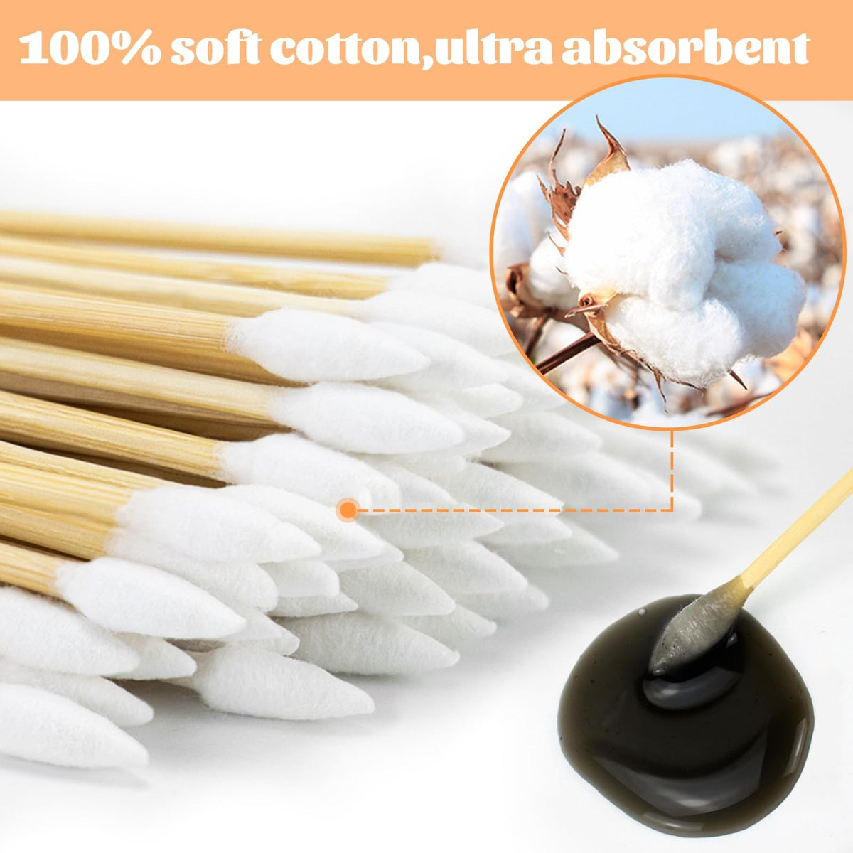 500 Pcs Pointed Cotton Swabs with Storage Case - Precision Cleaning Tools