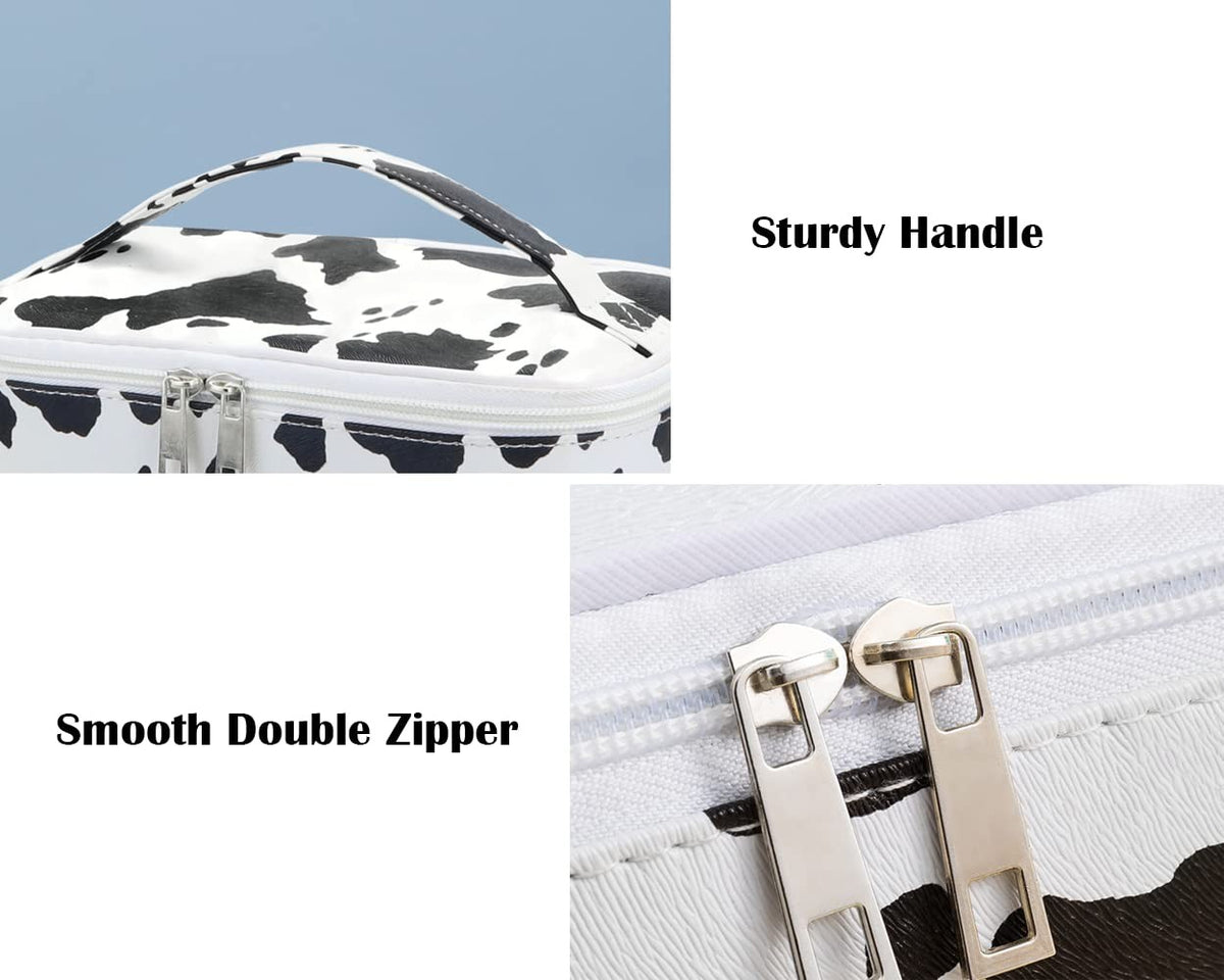 Waterproof Cow Print Makeup Bag Travel Cosmetic Organizer for Women