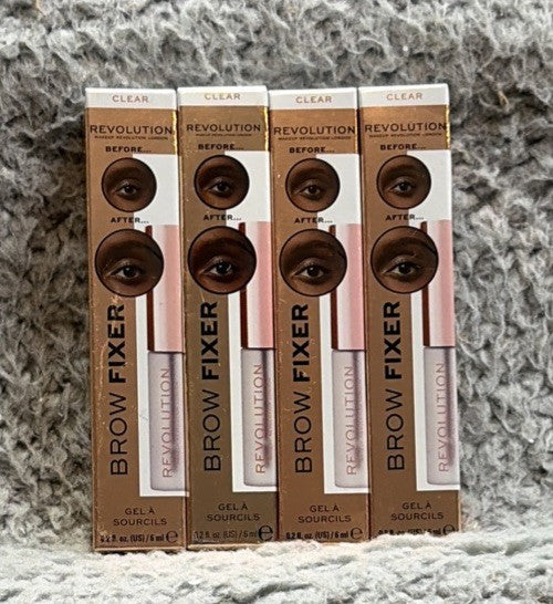 Makeup Revolution Clear Brow Fixer - Set of 4, Eyebrow Styling Gel