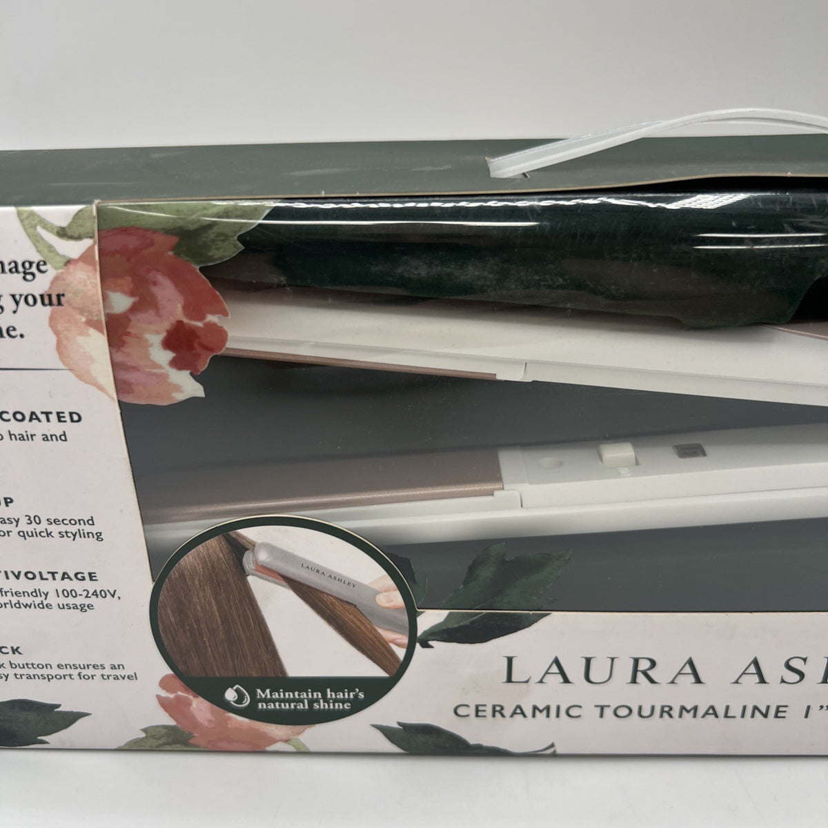 Ceramic Tourmaline Flat Iron 1 Inch Hair Straightener White