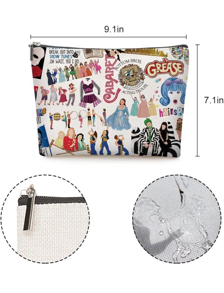 Musical Theater Cosmetic Makeup Bag Gift - Hairspray & Cabaret Theme