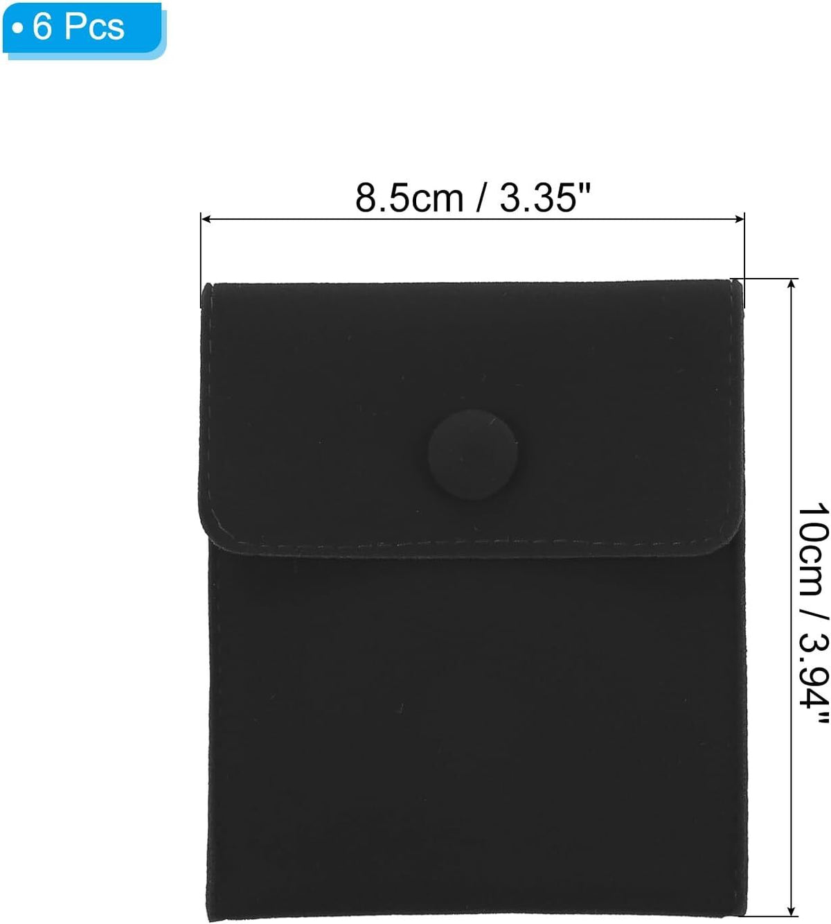 Jewelry Pouches with Snap Button - Velvet Storage Bags, 6 Pack, 10x8.5cm