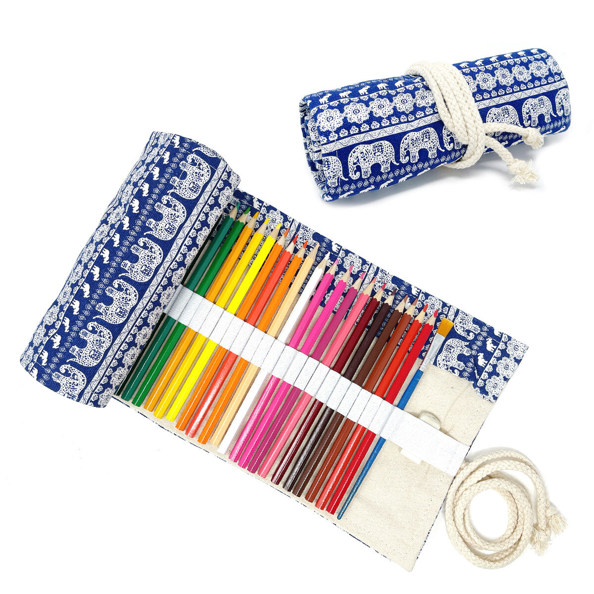 Pencil Roll Organizer with 72 Slots - Art Supply Travel Case, Canvas Wrap