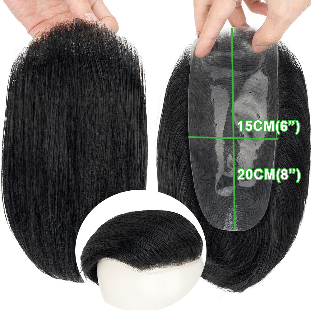Men's Toupee Hairpiece Replacement System with Thin Skin PU Base, 13x18 cm / 15x20 cm