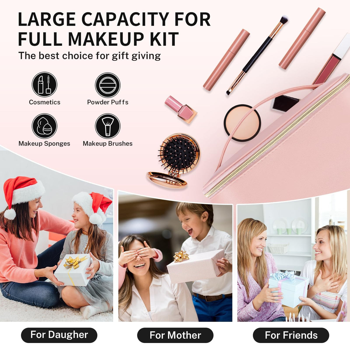 Large Capacity Travel Makeup Bag Waterproof Cosmetic Organizer for Women
