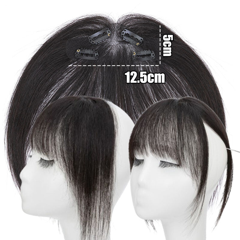 Clip-In Human Hair Bangs Extension with Wispy & French Styles - Natural & Dark Brown