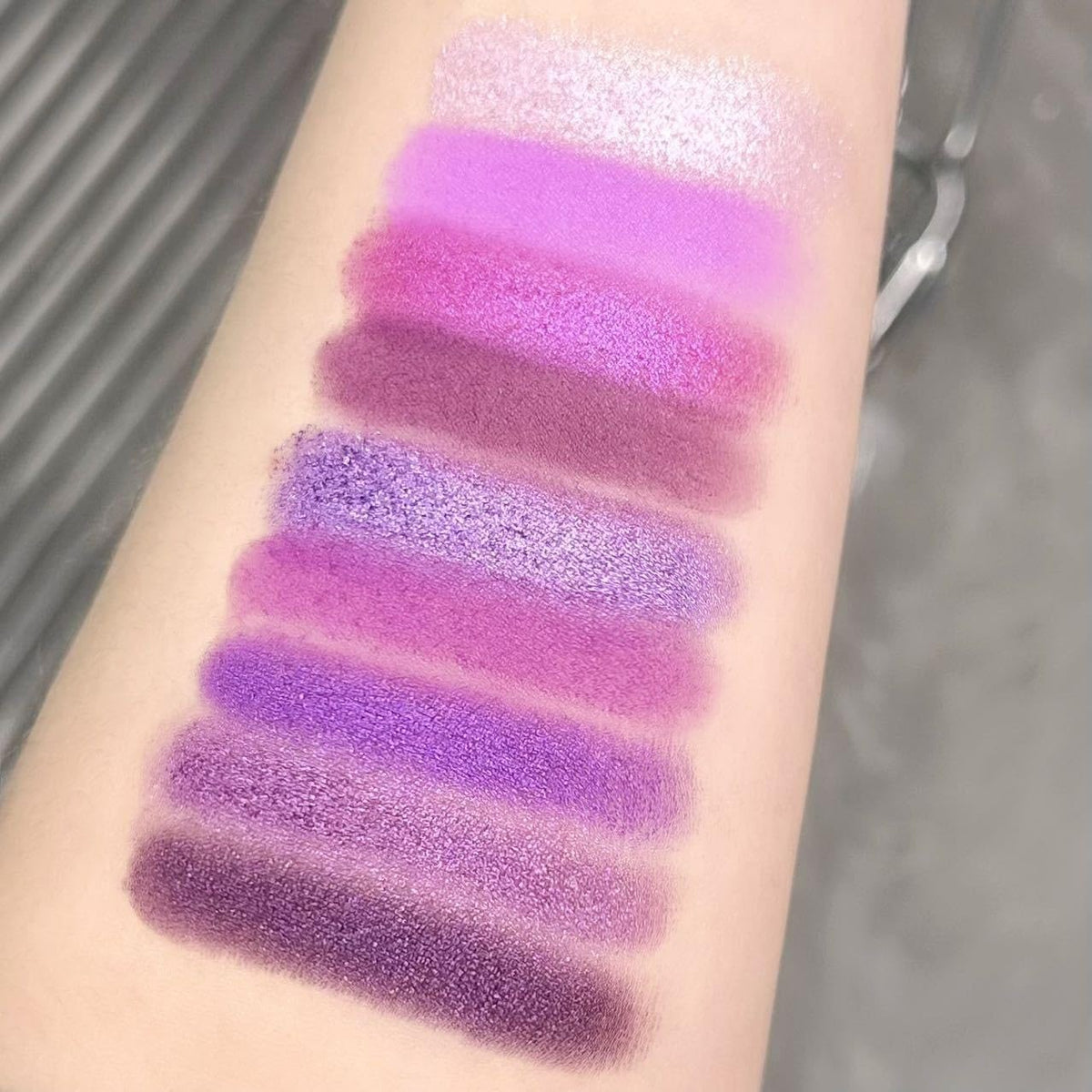 9-Color Purple Eyeshadow Palette - High Pigment, Matte, Shimmer & Glitter Finishes