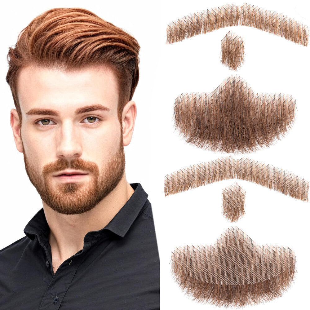 Men's Reusable Fake Beard with Real Human Hair - Van Dyke Style, Multiple Colors