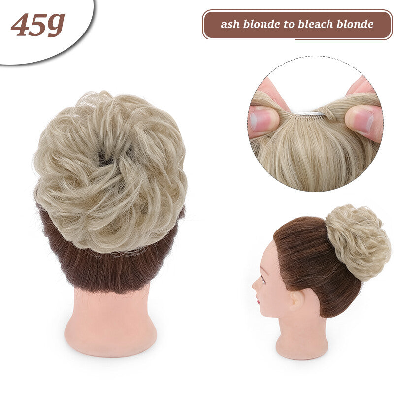 Natural Curly Messy Bun Hair Piece Extensions - Real Human Hair, Updo Scrunchie
