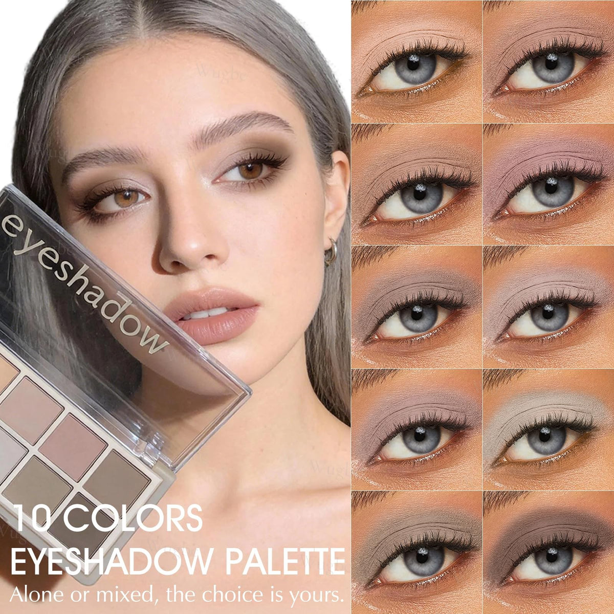 Matte Eyeshadow Palette - Neutral Taupe Mauve Grey Brown 10 Colors