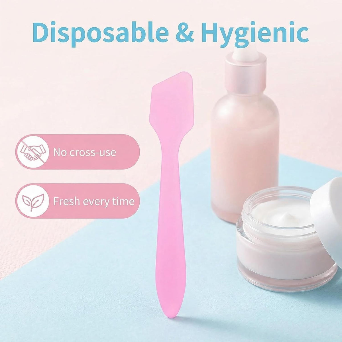 Pink Disposable Cosmetic Spatulas Set - 100 Pcs, 8cm/3inch for Masks & Skincare