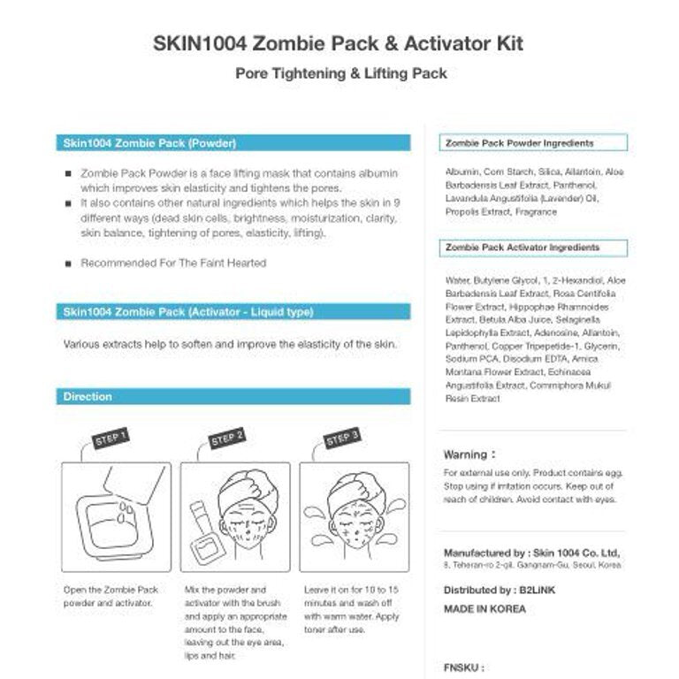 Zombie Pack Wash Off Face Mask - Firming & Brightening, 8 Pack